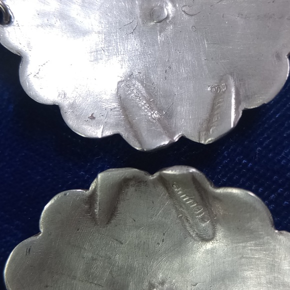 Vintage Sterling Silver Tribal Design Concho Dangle Earrings - Picture 5 of 15